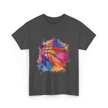 Basketball Art Youth Players Sport T-Shirt - Dark Heather