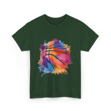 Basketball Art Youth Players Sport T-Shirt - Forest Green