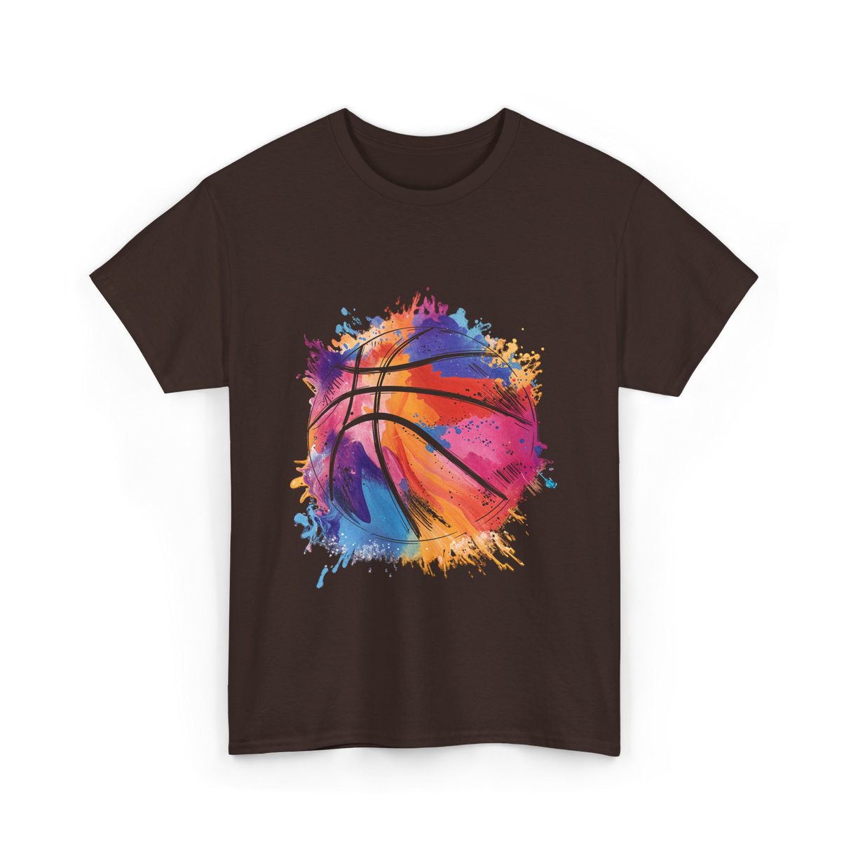 Basketball Art Youth Players Sport T-Shirt - Dark Chocolate