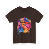 Basketball Art Youth Players Sport T-Shirt - Dark Chocolate