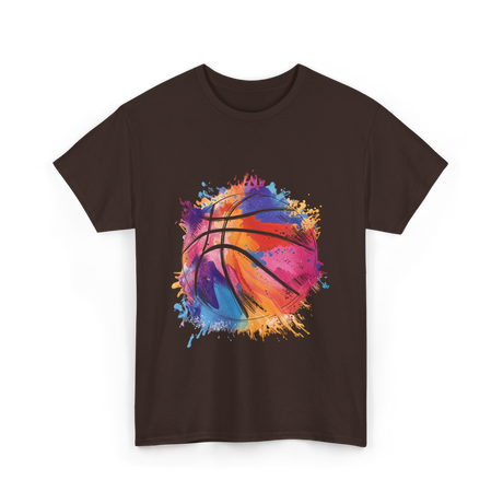 Basketball Art Youth Players Sport T-Shirt - Dark Chocolate