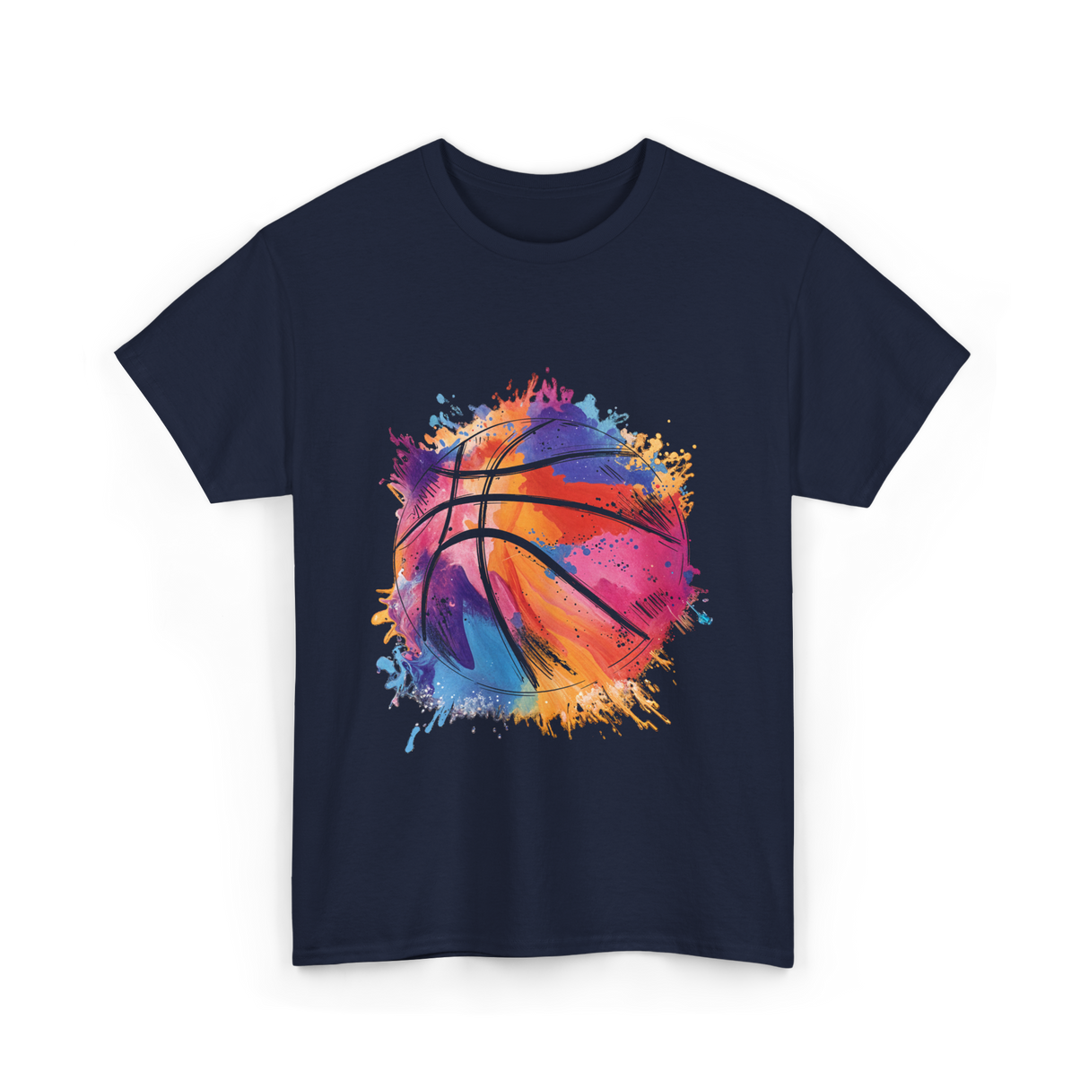 Basketball Art Youth Players Sport T-Shirt - Navy