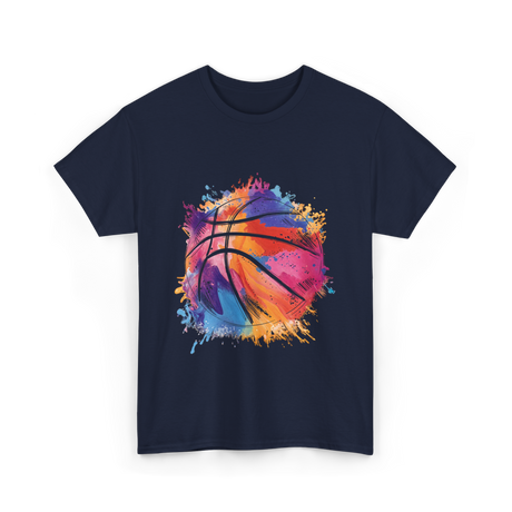 Basketball Art Youth Players Sport T-Shirt - Navy