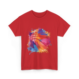 Basketball Art Youth Players Sport T-Shirt - Red