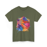 Basketball Art Youth Players Sport T-Shirt - Military Green