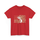 Bass Fishing USA Flag Fish T-Shirt - Red