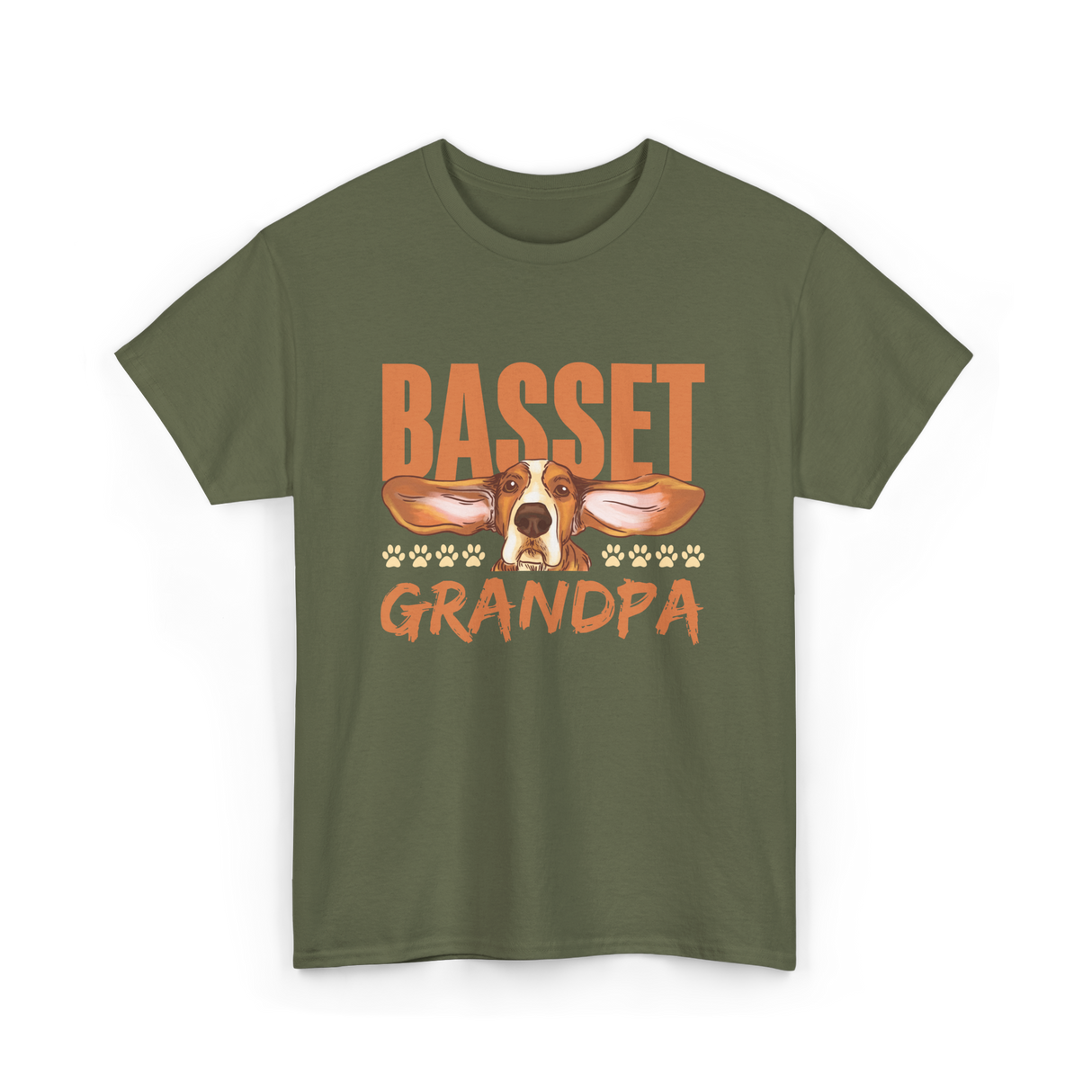 Basset Grandpa Basset Hound T-Shirt - Military Green