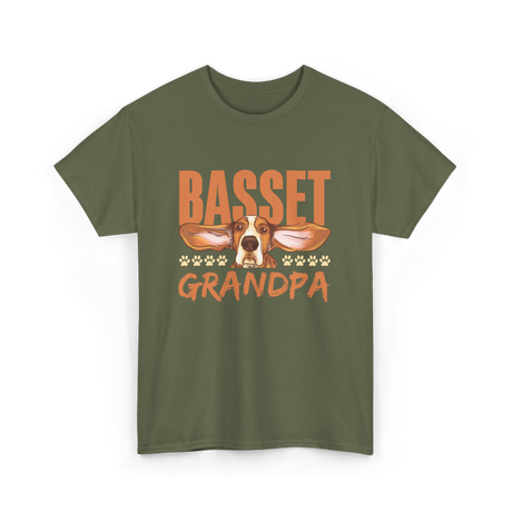 Basset Grandpa Basset Hound T-Shirt - Military Green