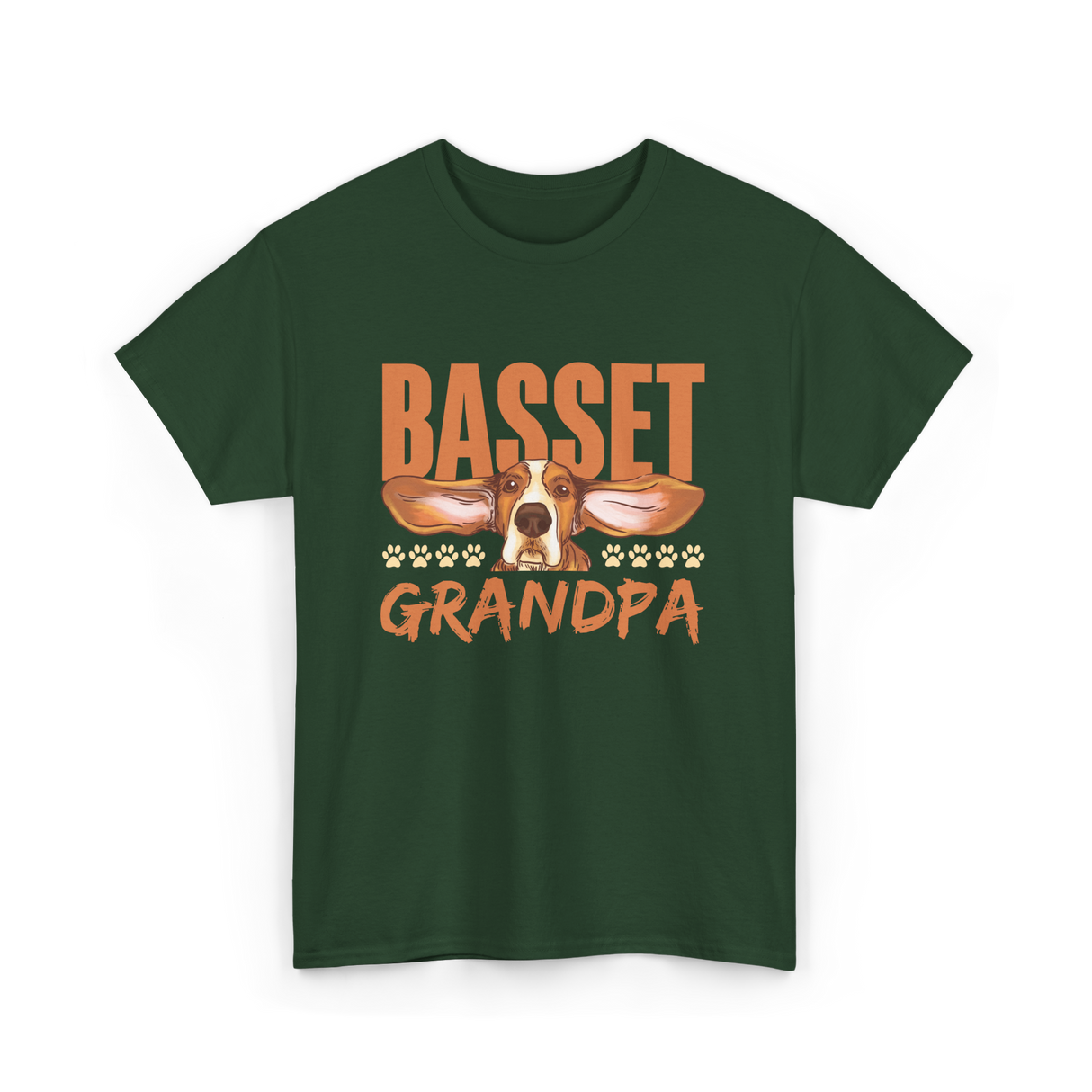 Basset Grandpa Basset Hound T-Shirt - Forest Green