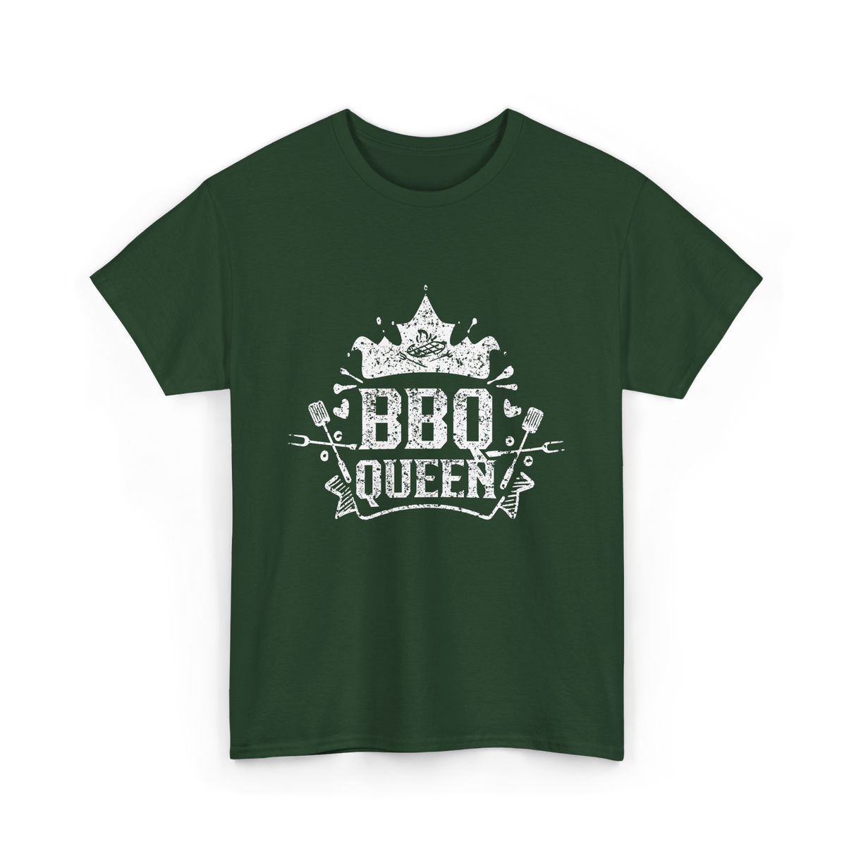 BBQ Queen Barbecue Grilling T-Shirt - Forest Green