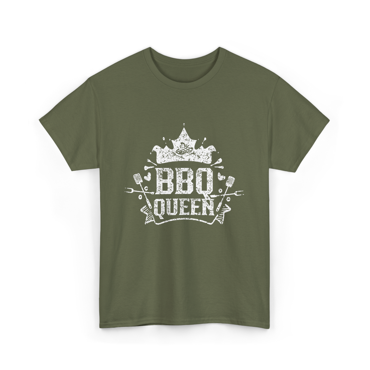 BBQ Queen Barbecue Grilling T-Shirt - Military Green