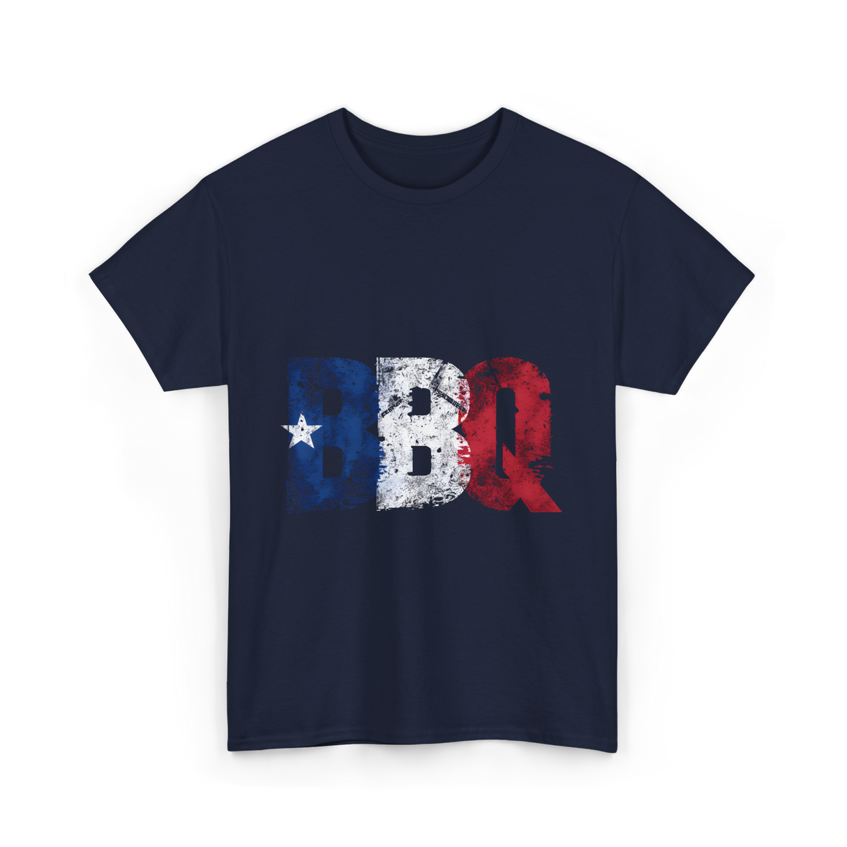 BBQ Texas Flag Barbecue T-Shirt - Navy