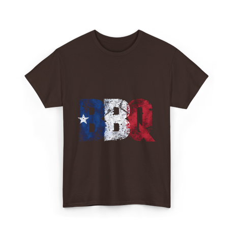 BBQ Texas Flag Barbecue T-Shirt - Dark Chocolate