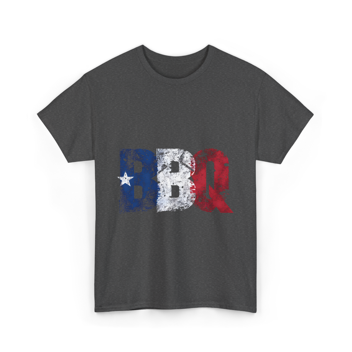 BBQ Texas Flag Barbecue T-Shirt - Dark Heather