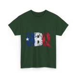 BBQ Texas Flag Barbecue T-Shirt - Forest Green