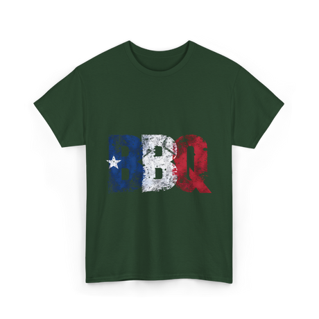 BBQ Texas Flag Barbecue T-Shirt - Forest Green