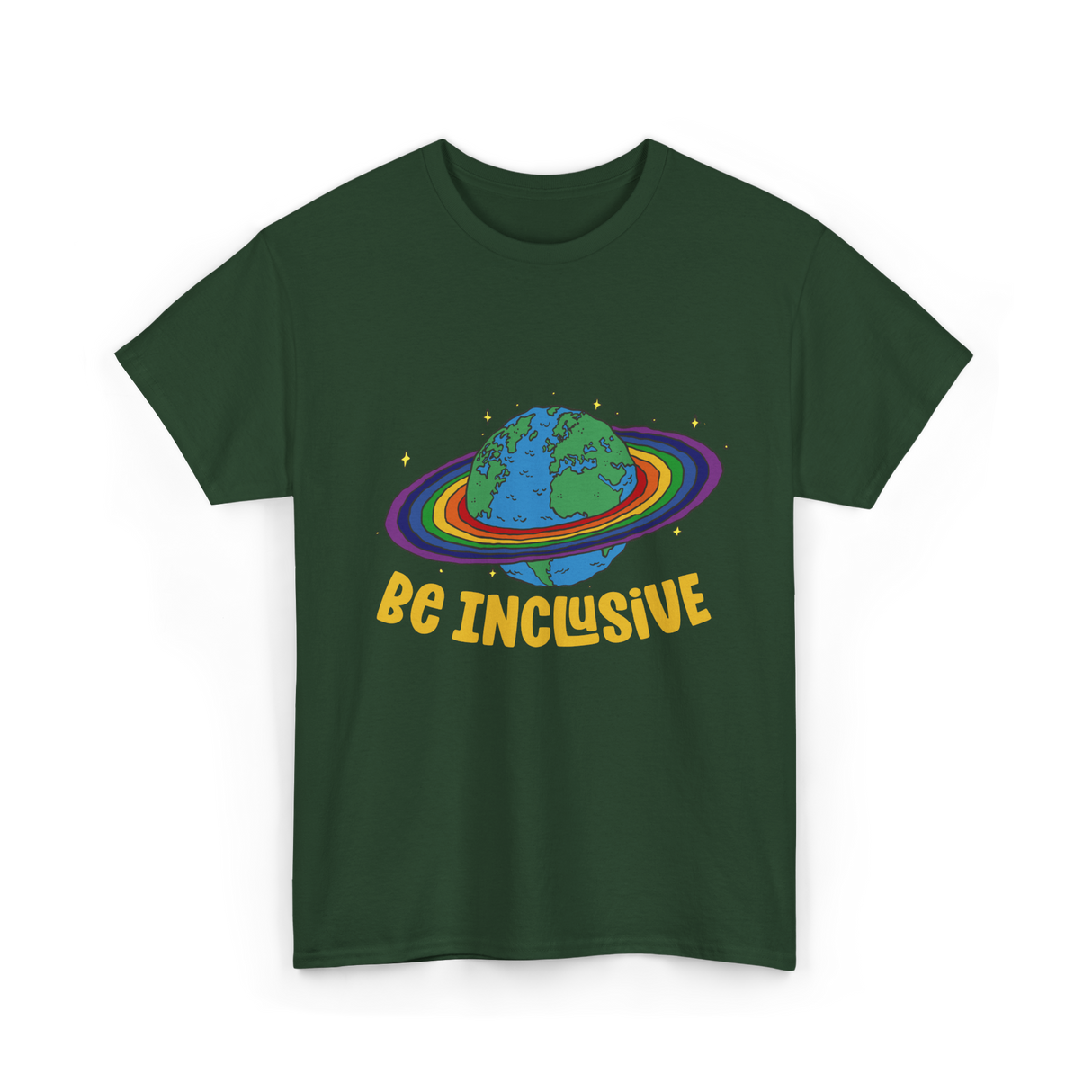 Be Inclusive Rainbow Pride Inclusion T-Shirt - Forest Green