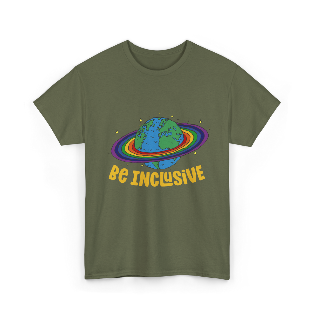 Be Inclusive Rainbow Pride Inclusion T-Shirt - Military Green