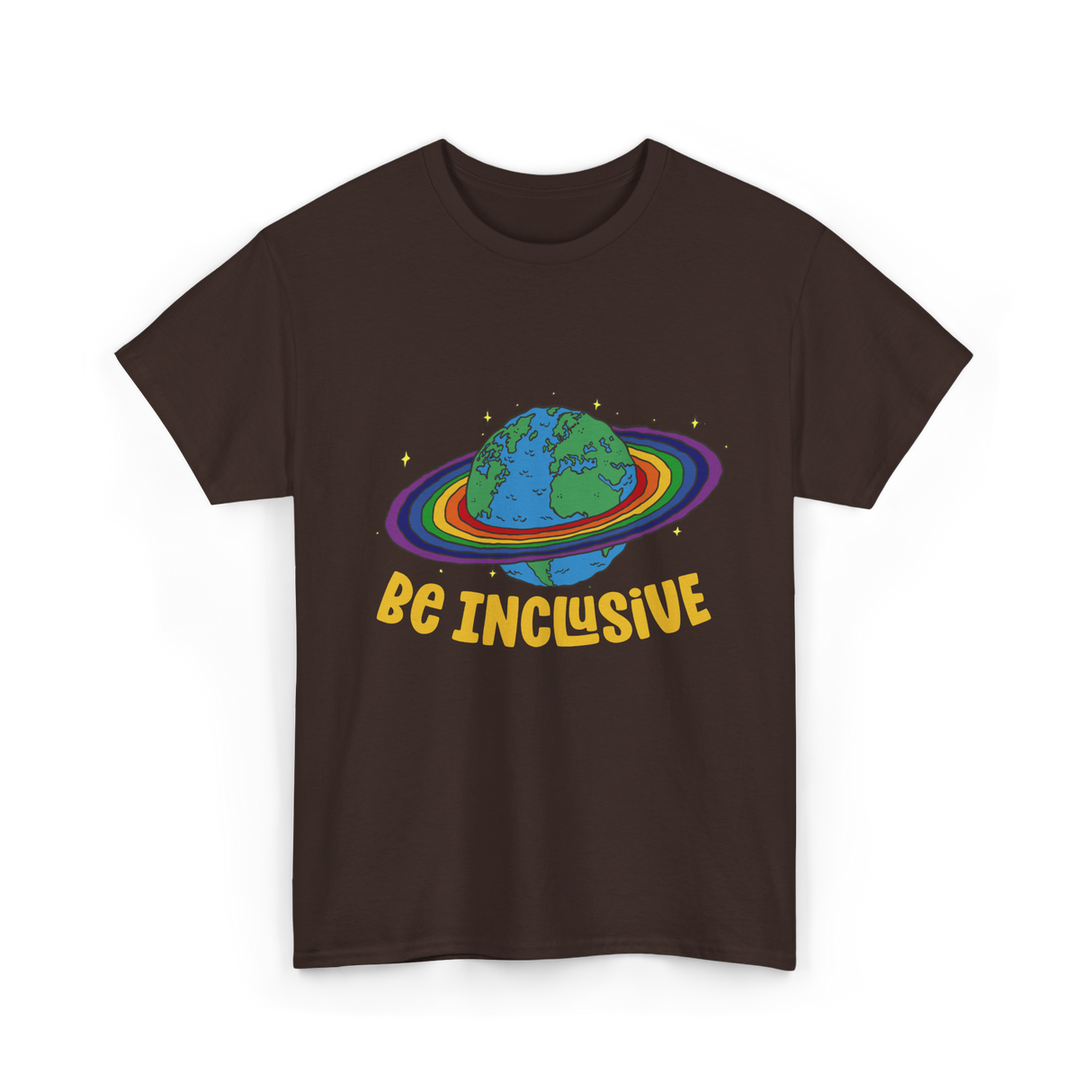 Be Inclusive Rainbow Pride Inclusion T-Shirt - Dark Chocolate