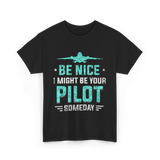 Be Nice Pilot Aviator T-Shirt - Black