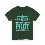 Be Nice Pilot Aviator T-Shirt - Forest Green