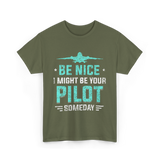 Be Nice Pilot Aviator T-Shirt - Military Green