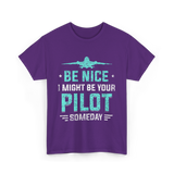 Be Nice Pilot Aviator T-Shirt - Purple