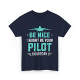 Be Nice Pilot Aviator T-Shirt - Navy