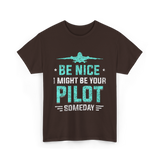 Be Nice Pilot Aviator T-Shirt - Dark Chocolate