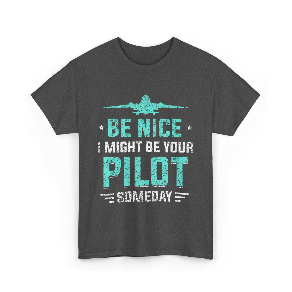 Be Nice Pilot Aviator T-Shirt - Dark Heather