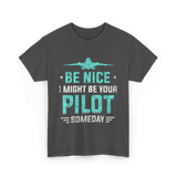 Be Nice Pilot Aviator T-Shirt - Dark Heather