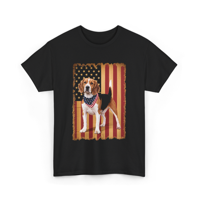 Beagle American Flag Patriotic T-Shirt - Black