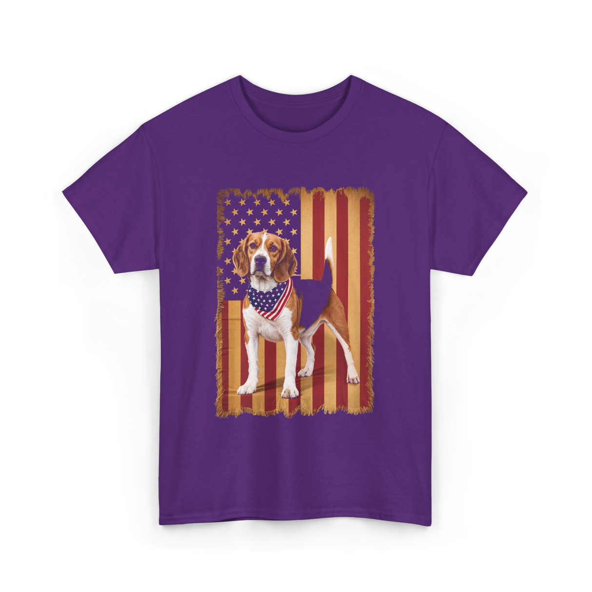 Beagle American Flag Patriotic T-Shirt - Purple