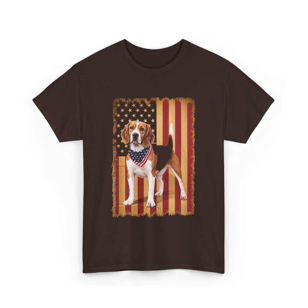 Beagle American Flag Patriotic T-Shirt - Dark Chocolate