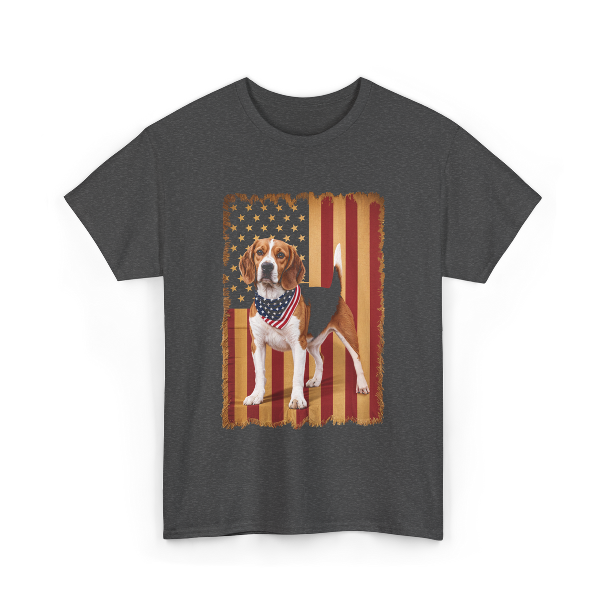 Beagle American Flag Patriotic T-Shirt - Dark Heather