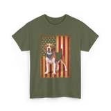 Beagle American Flag Patriotic T-Shirt - Military Green