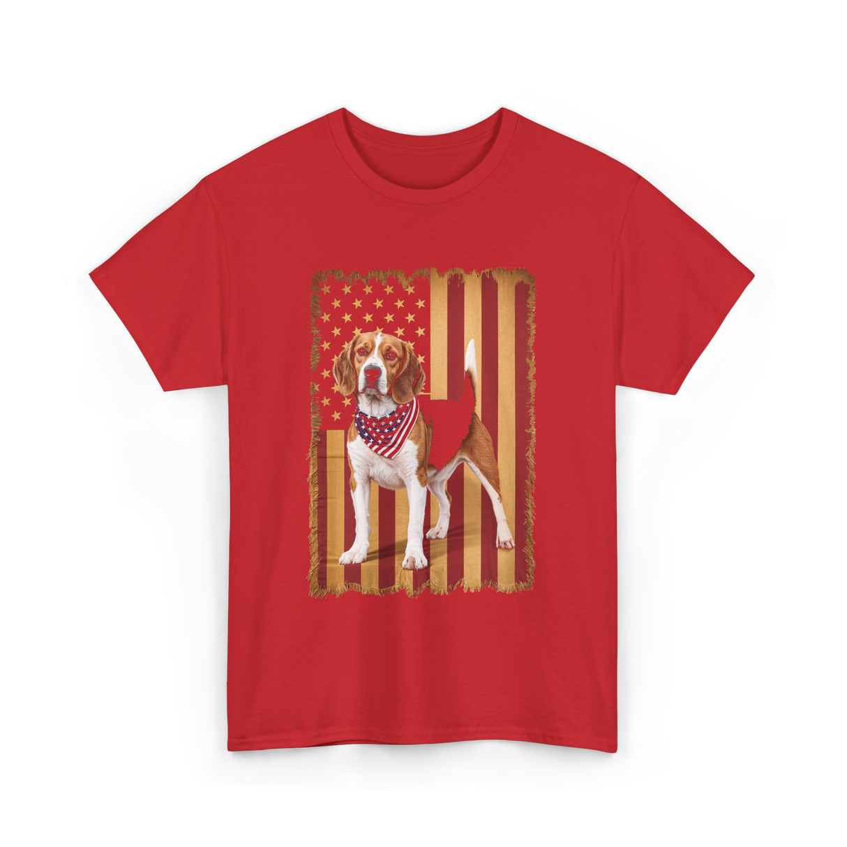 Beagle American Flag Patriotic T-Shirt - Red