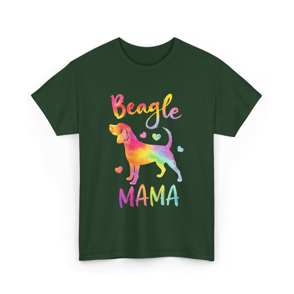 Beagle Mama Colorful Beagle T-Shirt - Forest Green