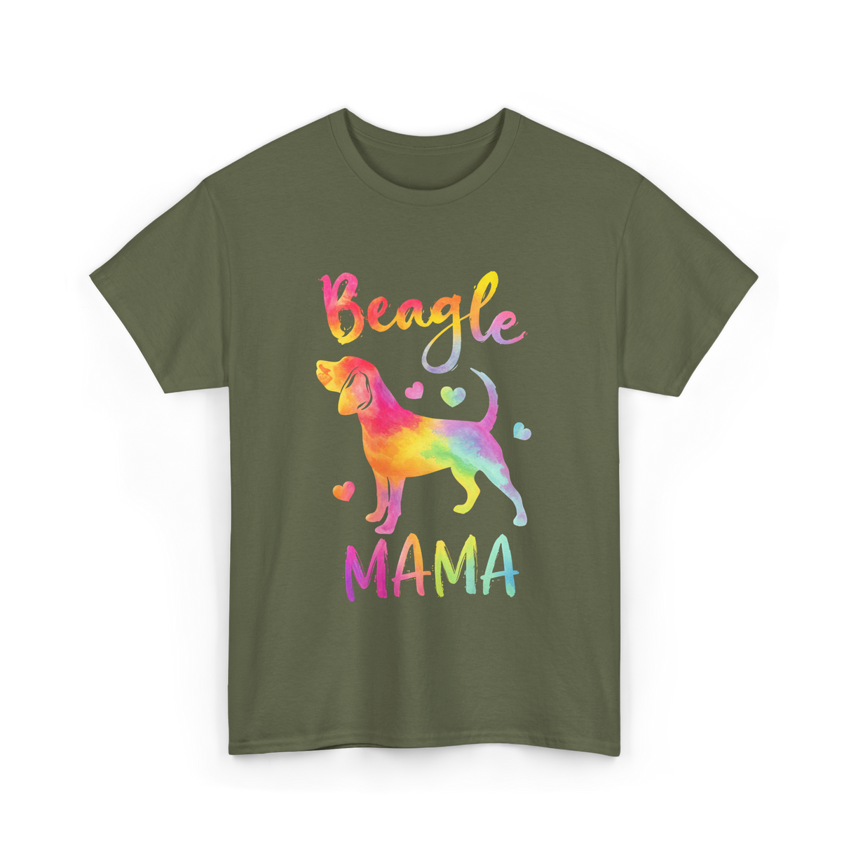 Beagle Mama Colorful Beagle T-Shirt - Military Green