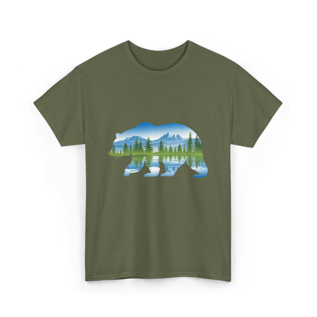 Bear Landscape Nature Wildlife T-Shirt - Military Green