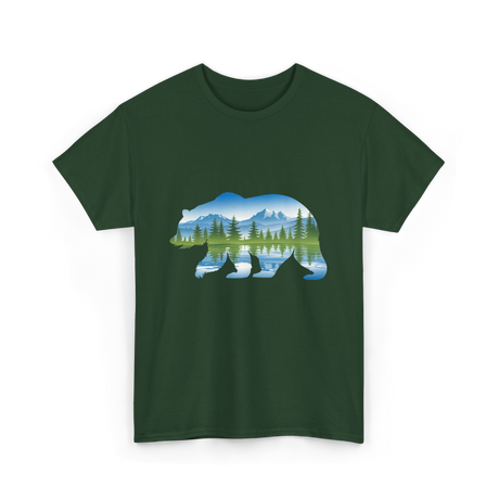 Bear Landscape Nature Wildlife T-Shirt - Forest Green