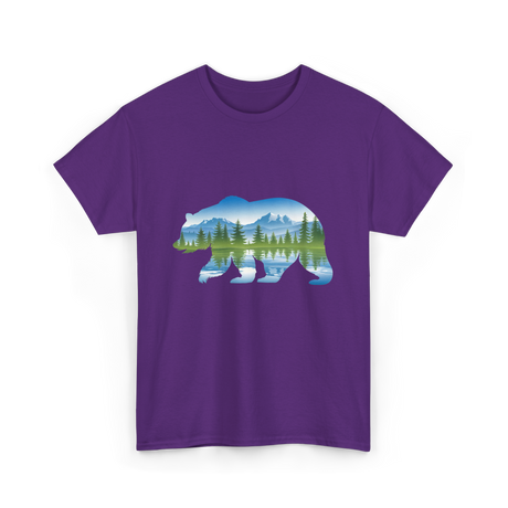 Bear Landscape Nature Wildlife T-Shirt - Purple