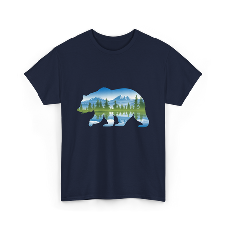 Bear Landscape Nature Wildlife T-Shirt - Navy