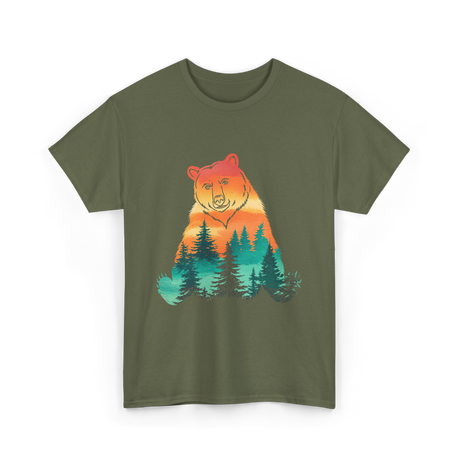 Bear Nature Forest Wildlife T-Shirt - Military Green