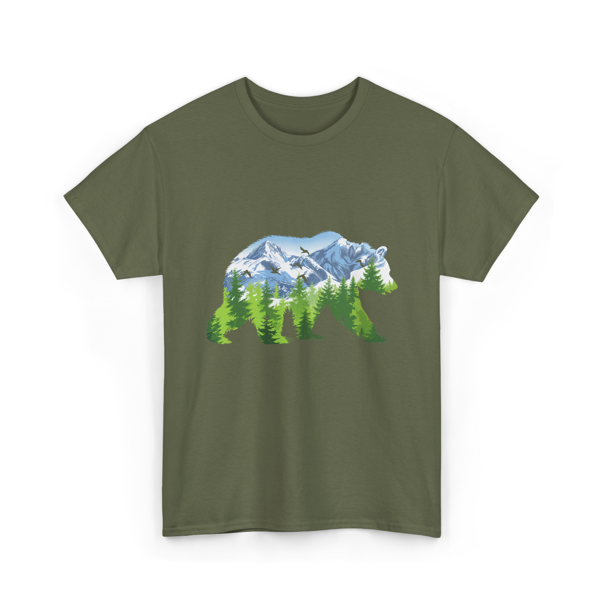 Bear Nature Wildlife Outdoor T-Shirt - Military Green