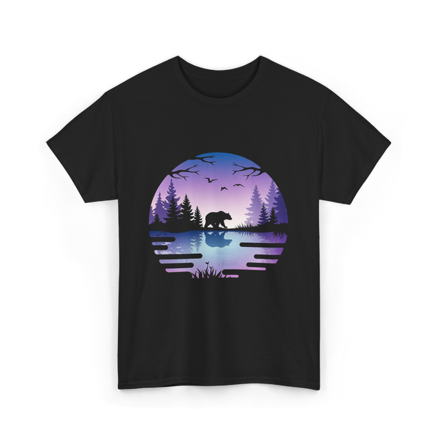 Bear Reflection Nature Wildlife T-Shirt - Black