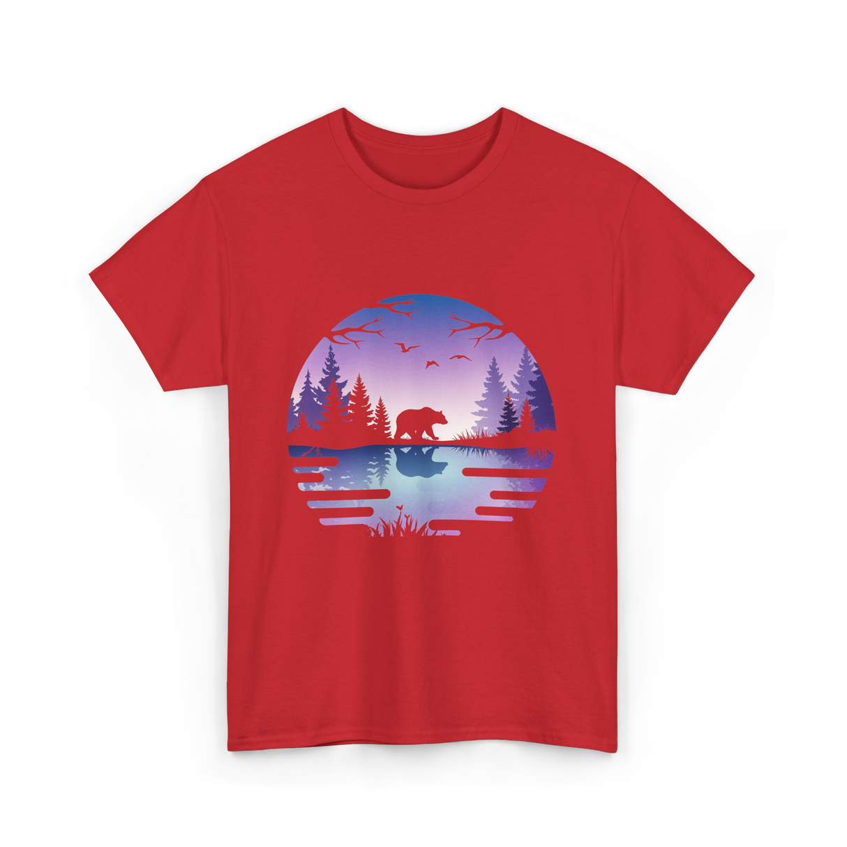 Bear Reflection Nature Wildlife T-Shirt - Red