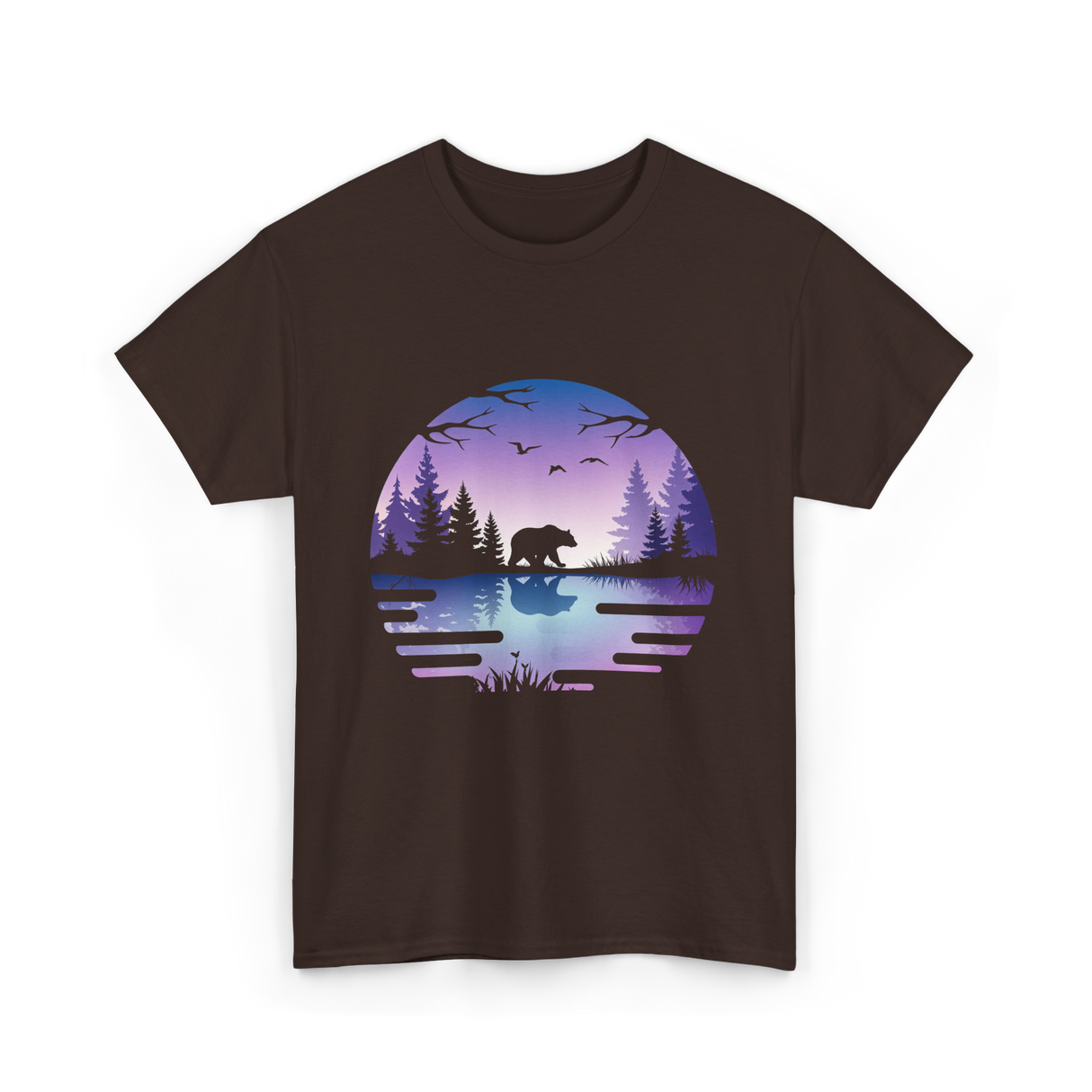 Bear Reflection Nature Wildlife T-Shirt - Dark Chocolate