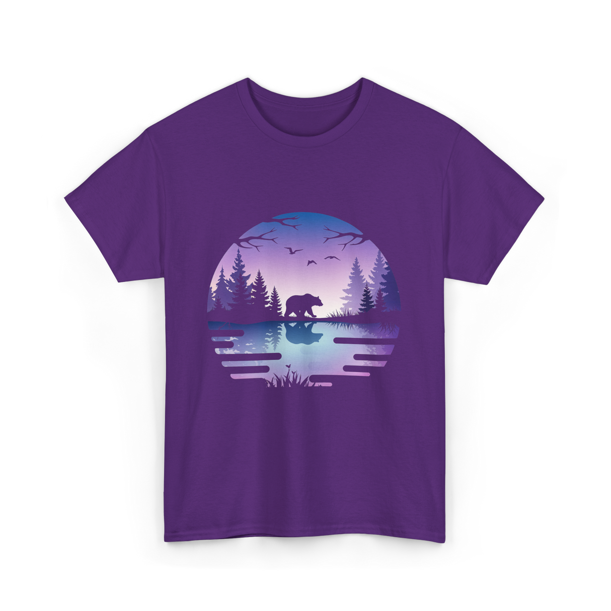 Bear Reflection Nature Wildlife T-Shirt - Purple