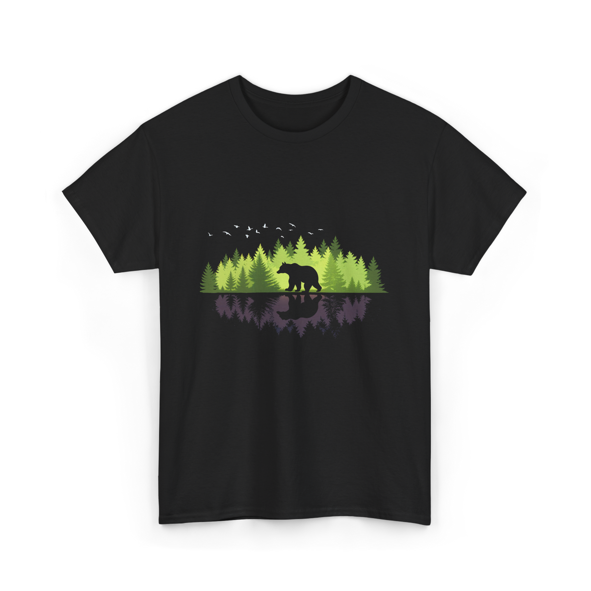 Bear Reflection Wildlife Nature T-Shirt - Black